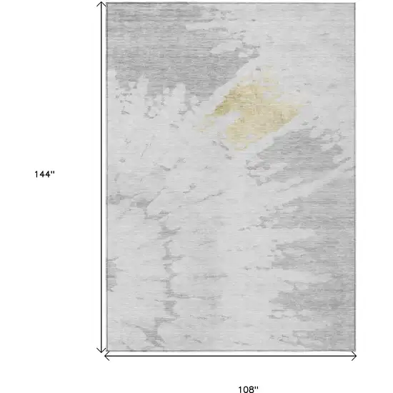 Silver Gray And Ivory Abstract Washable Indoor Outdoor Area Rug Photo 3