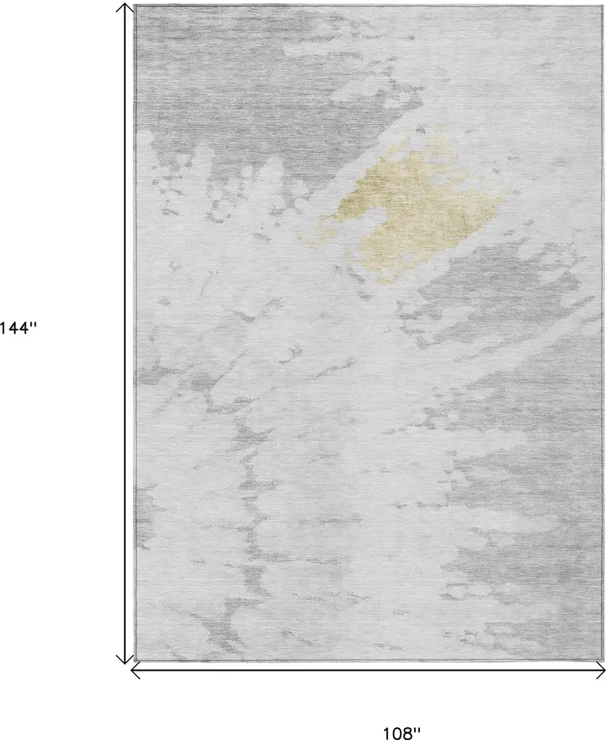 Silver Gray And Ivory Abstract Washable Indoor Outdoor Area Rug Photo 3