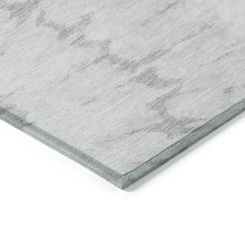 Silver Gray And Ivory Abstract Washable Indoor Outdoor Area Rug Photo 4