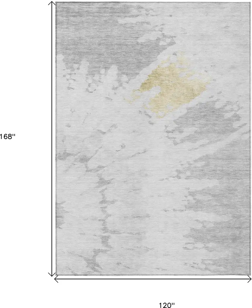 Silver Gray And Ivory Abstract Washable Indoor Outdoor Area Rug Photo 3