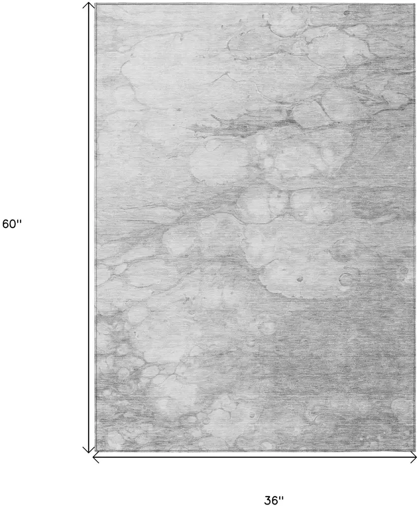 Silver Gray And Ivory Abstract Washable Indoor Outdoor Area Rug Photo 3