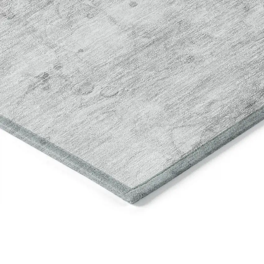 Silver Gray And Ivory Abstract Washable Indoor Outdoor Area Rug Photo 3