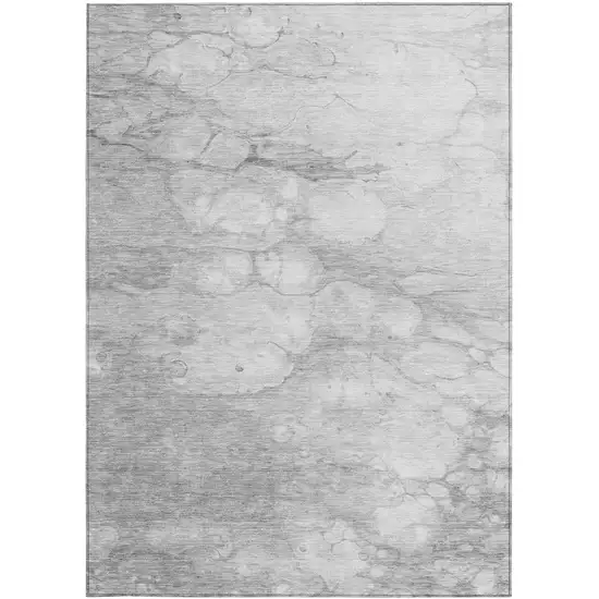 Silver Gray And Ivory Abstract Washable Indoor Outdoor Area Rug Photo 5