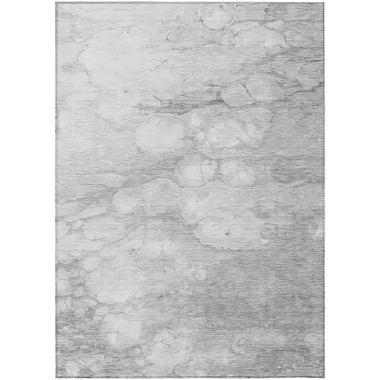 Silver Gray And Ivory Abstract Washable Indoor Outdoor Area Rug Photo 1