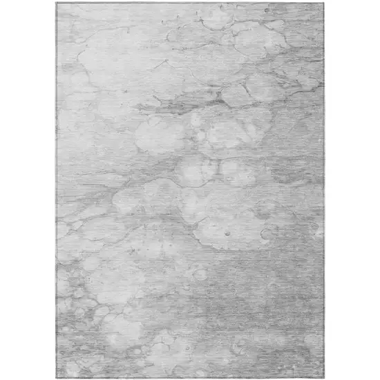 Silver Gray And Ivory Abstract Washable Indoor Outdoor Area Rug Photo 1