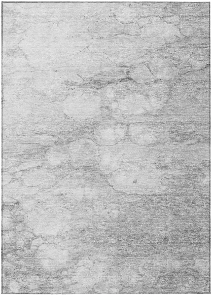 Silver Gray And Ivory Abstract Washable Indoor Outdoor Area Rug Photo 1