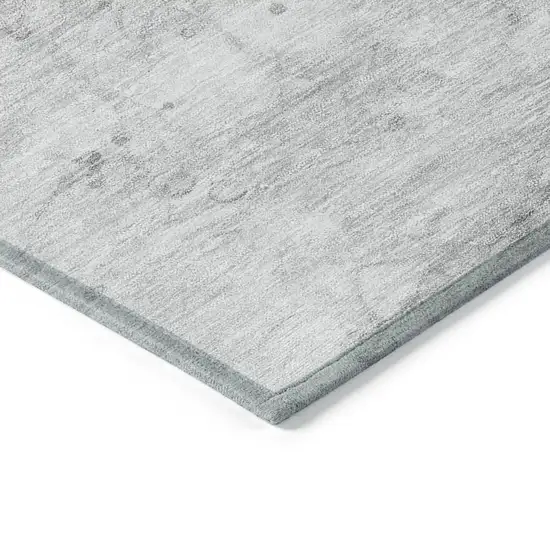 Silver Gray And Ivory Abstract Washable Indoor Outdoor Area Rug Photo 3