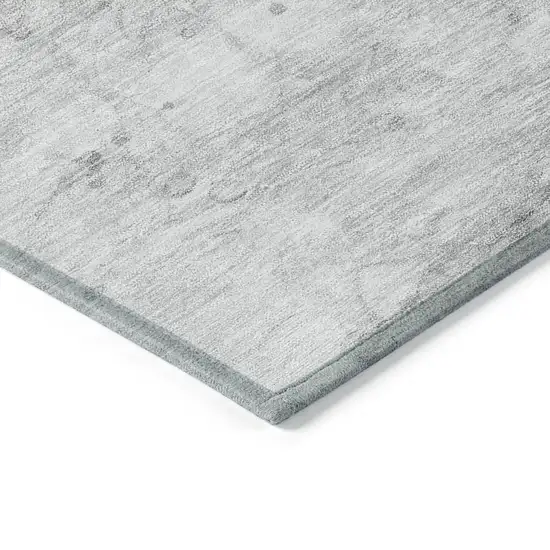 Silver Gray And Ivory Abstract Washable Indoor Outdoor Area Rug Photo 3