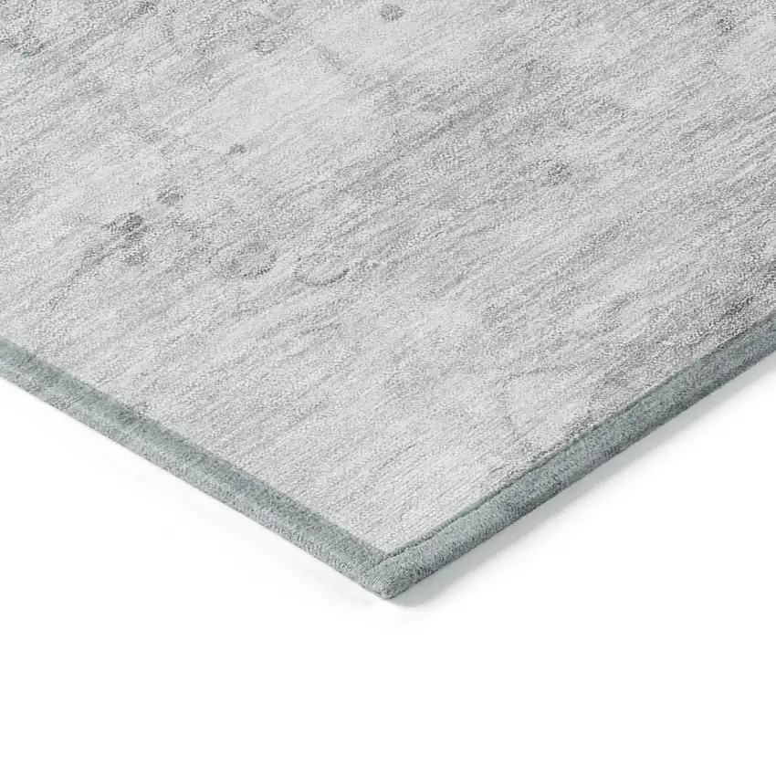 Silver Gray And Ivory Abstract Washable Indoor Outdoor Area Rug Photo 3