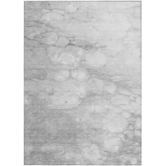 Silver Gray And Ivory Abstract Washable Indoor Outdoor Area Rug Photo 4