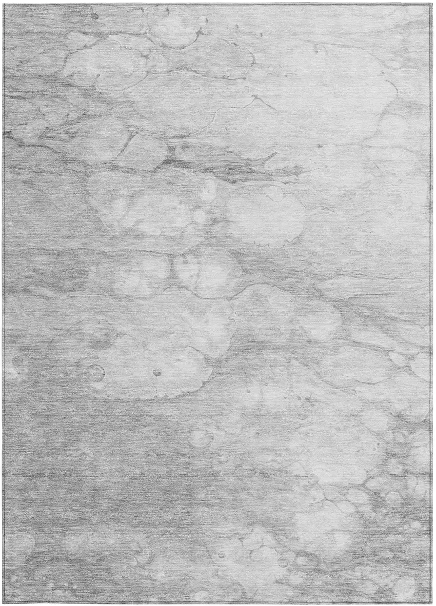Silver Gray And Ivory Abstract Washable Indoor Outdoor Area Rug Photo 4