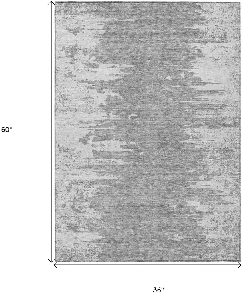 Silver Gray And Ivory Abstract Washable Indoor Outdoor Area Rug Photo 9