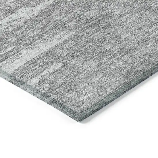 Silver Gray And Ivory Abstract Washable Indoor Outdoor Area Rug Photo 3