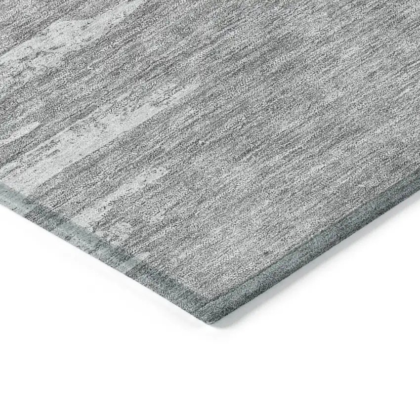 Silver Gray And Ivory Abstract Washable Indoor Outdoor Area Rug Photo 3
