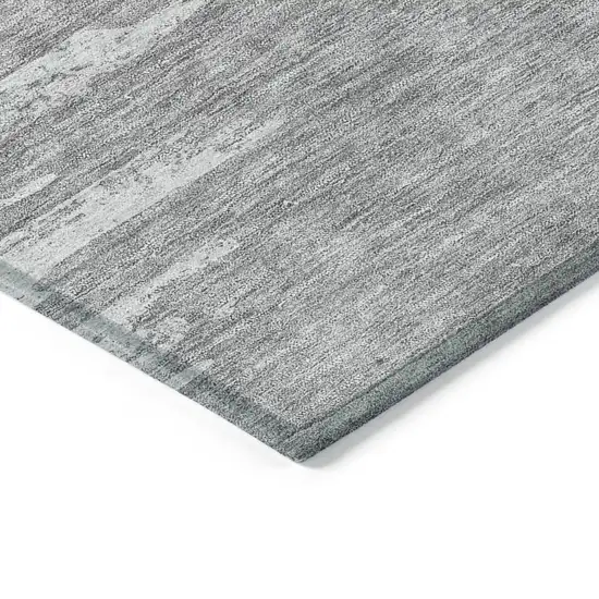 Silver Gray And Ivory Abstract Washable Indoor Outdoor Area Rug Photo 3