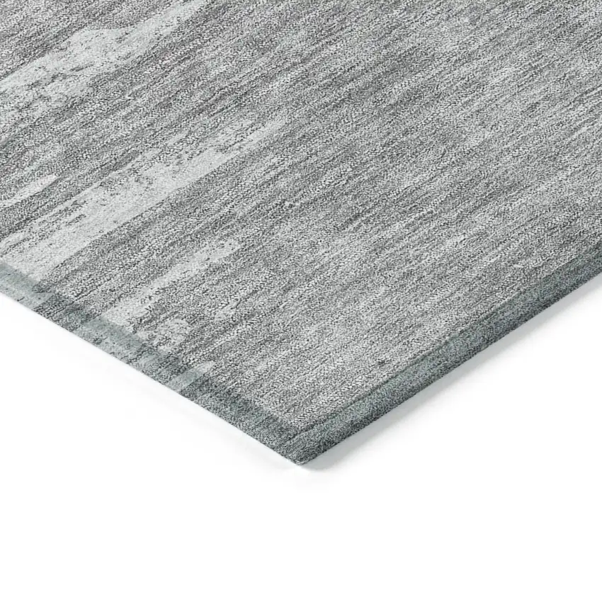 Silver Gray And Ivory Abstract Washable Indoor Outdoor Area Rug Photo 3