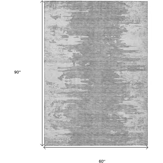 Silver Gray And Ivory Abstract Washable Indoor Outdoor Area Rug Photo 9