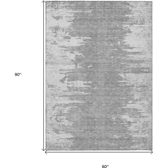 Silver Gray And Ivory Abstract Washable Indoor Outdoor Area Rug Photo 9