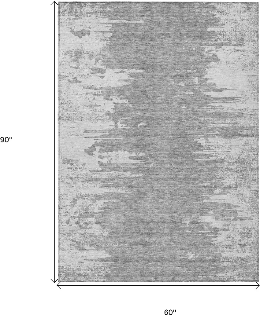 Silver Gray And Ivory Abstract Washable Indoor Outdoor Area Rug Photo 9