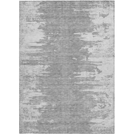 Silver Gray And Ivory Abstract Washable Indoor Outdoor Area Rug Photo 4