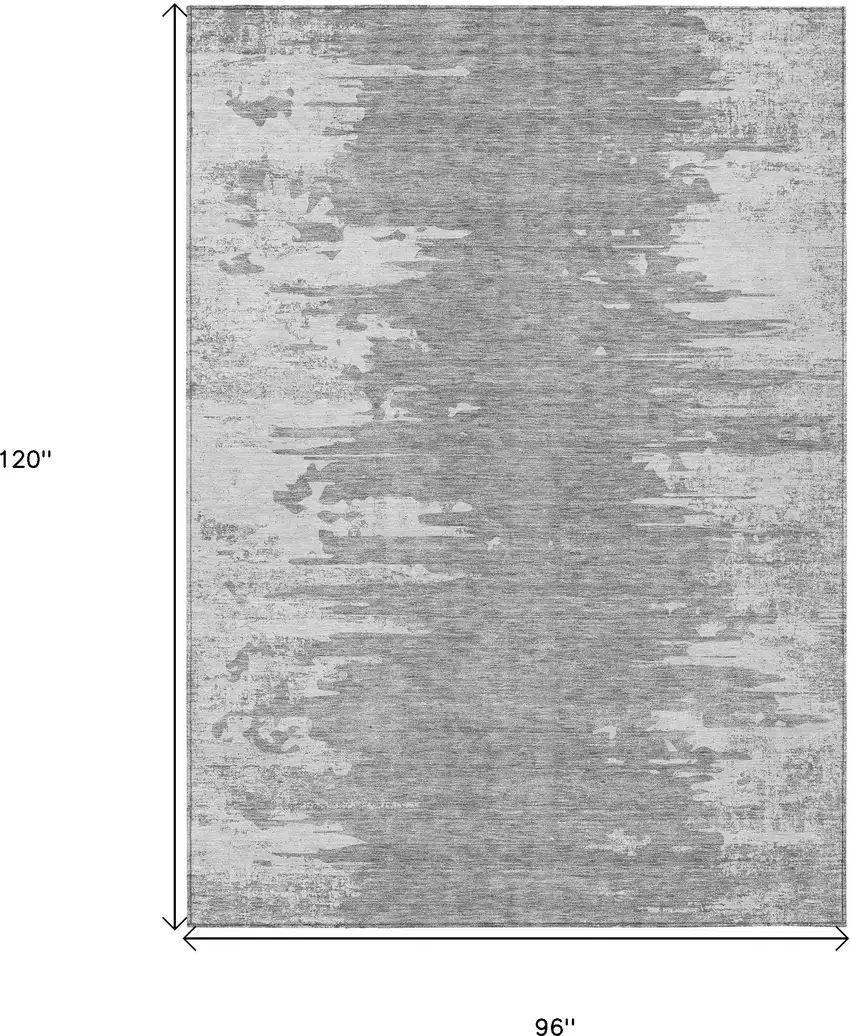 Silver Gray And Ivory Abstract Washable Indoor Outdoor Area Rug Photo 3