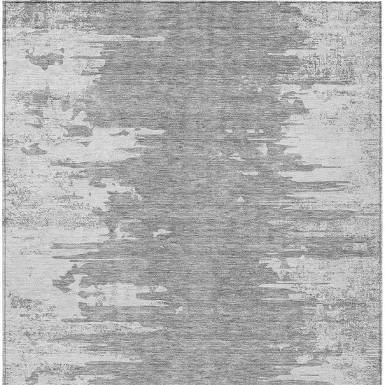 Silver Gray And Ivory Abstract Washable Indoor Outdoor Area Rug Photo 6