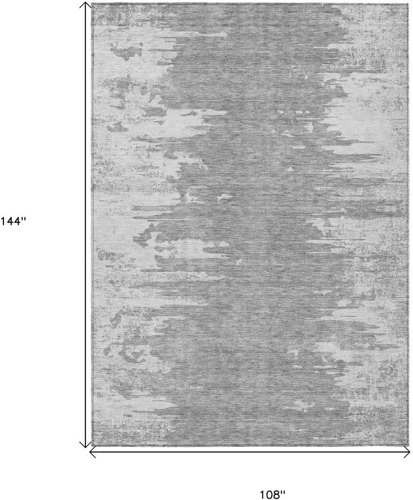 Silver Gray And Ivory Abstract Washable Indoor Outdoor Area Rug Photo 3