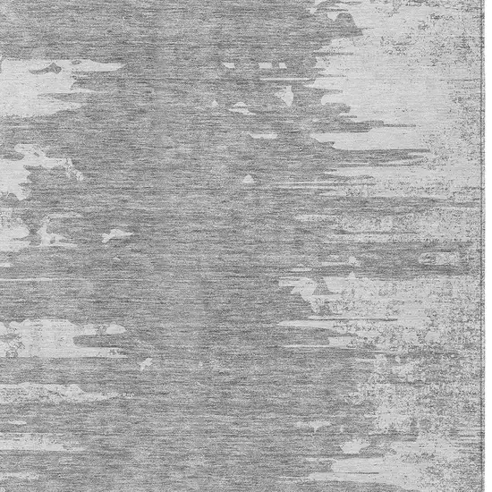 Silver Gray And Ivory Abstract Washable Indoor Outdoor Area Rug Photo 4