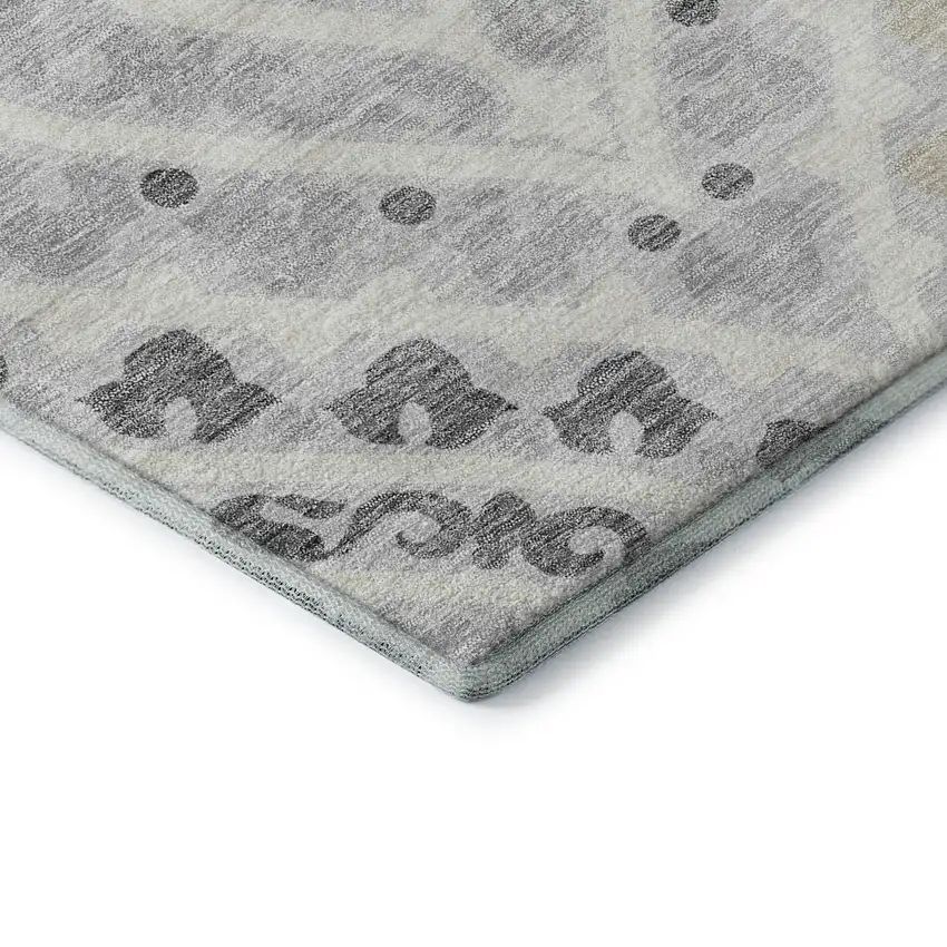 Silver Gray And Ivory Diamond Washable Area Rug With UV Protection Photo 8