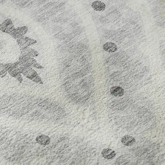 Silver Gray And Ivory Diamond Washable Area Rug With UV Protection Photo 9