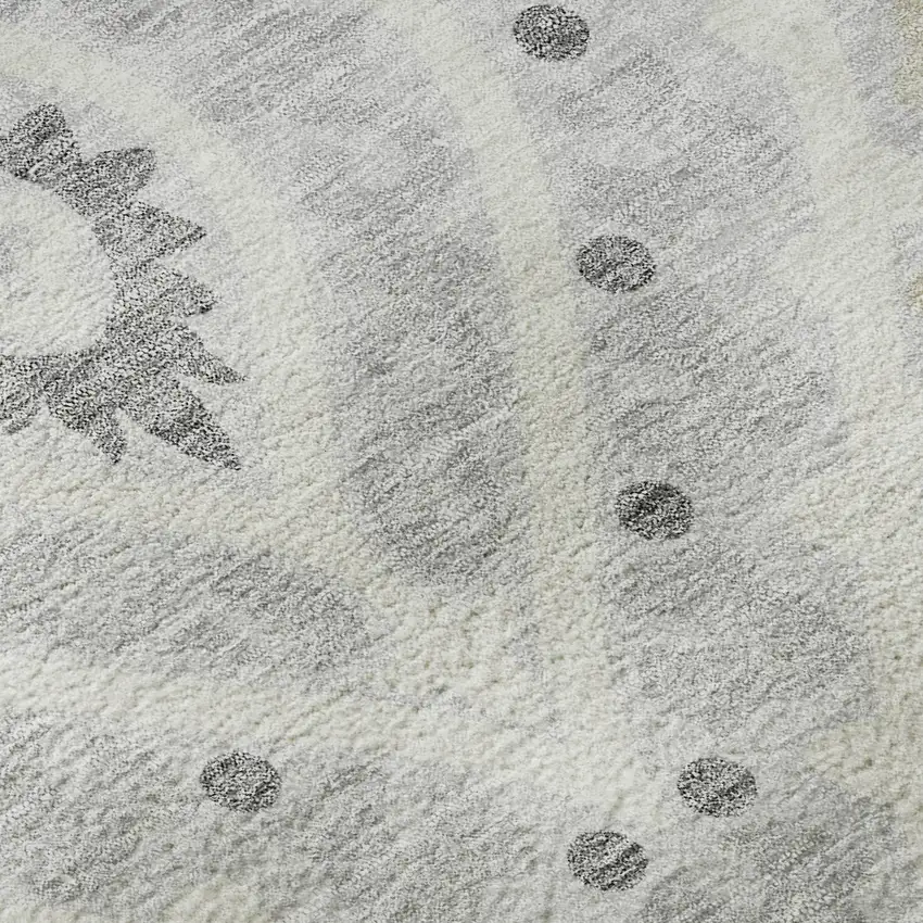 Silver Gray And Ivory Diamond Washable Area Rug With UV Protection Photo 9