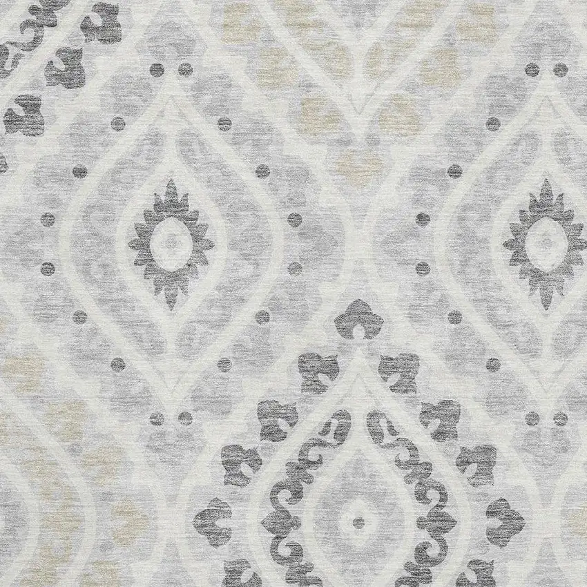 Silver Gray And Ivory Diamond Washable Area Rug With UV Protection Photo 3
