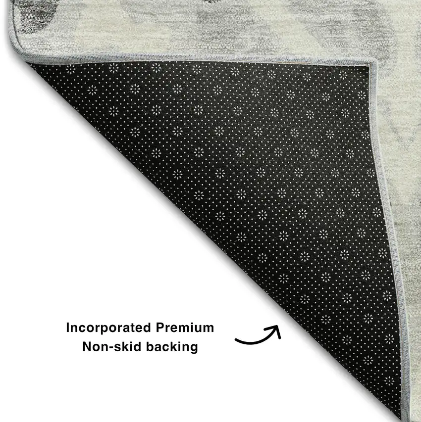 Silver Gray And Ivory Diamond Washable Area Rug With UV Protection Photo 7