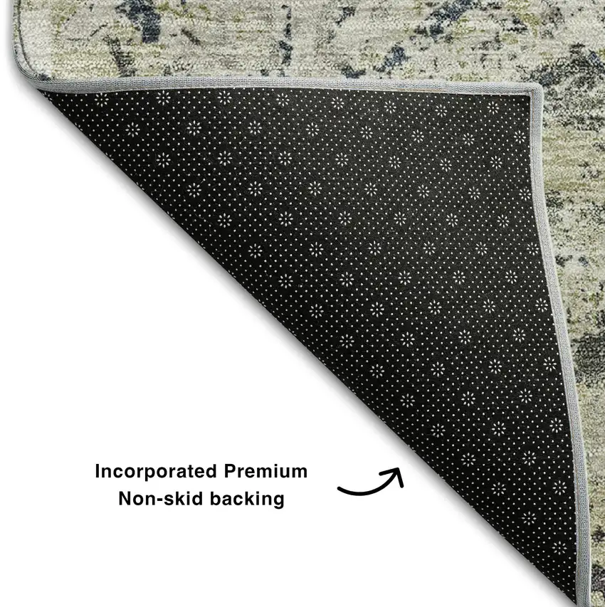 Silver Gray And Ivory Diamond Washable Area Rug With UV Protection Photo 7