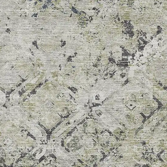 Silver Gray And Ivory Diamond Washable Area Rug With UV Protection Photo 3