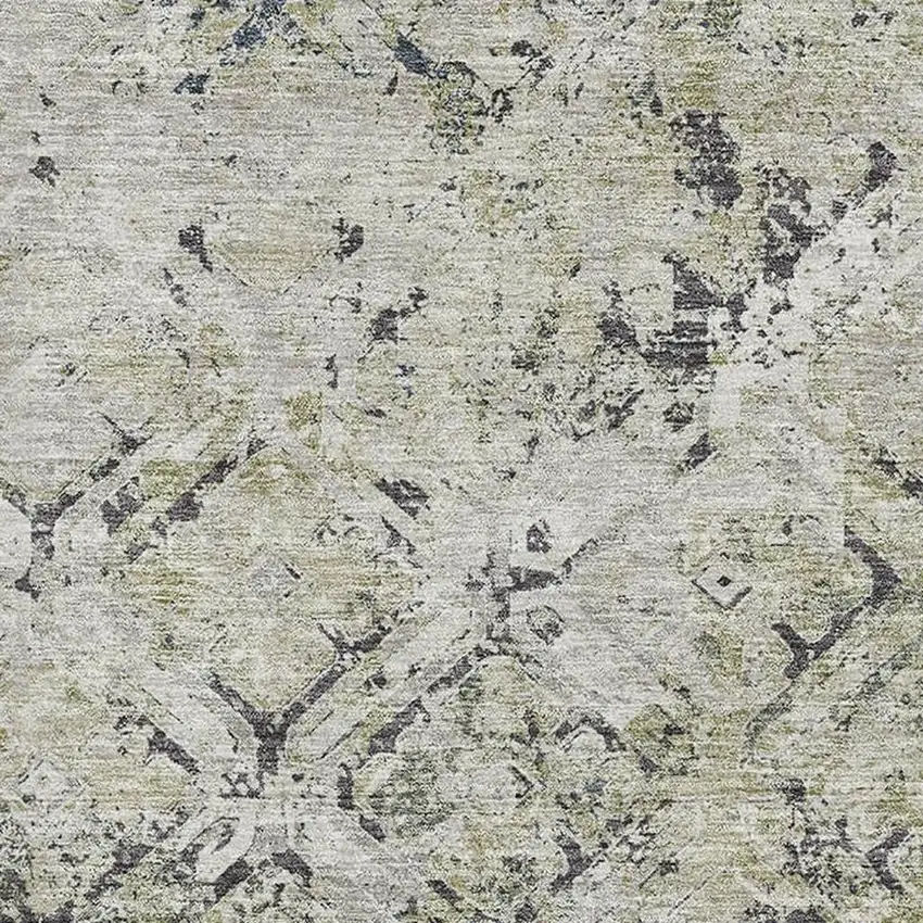 Silver Gray And Ivory Diamond Washable Area Rug With UV Protection Photo 3