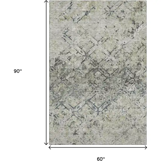 Silver Gray And Ivory Diamond Washable Area Rug With UV Protection Photo 3