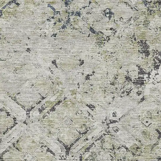 Silver Gray And Ivory Diamond Washable Area Rug With UV Protection Photo 3