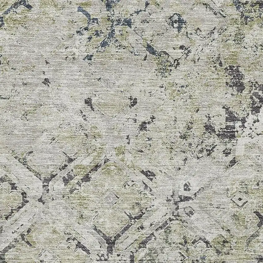 Silver Gray And Ivory Diamond Washable Area Rug With UV Protection Photo 3