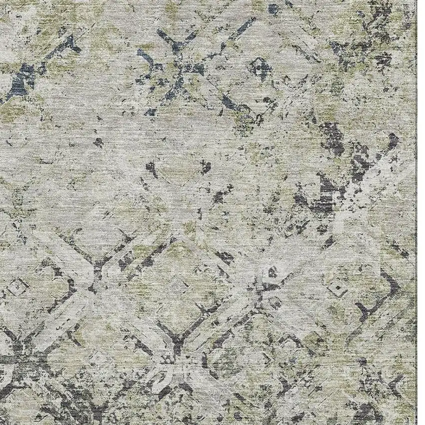 Silver Gray And Ivory Diamond Washable Area Rug With UV Protection Photo 4