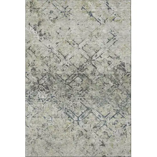 Silver Gray And Ivory Diamond Washable Area Rug With UV Protection Photo 3
