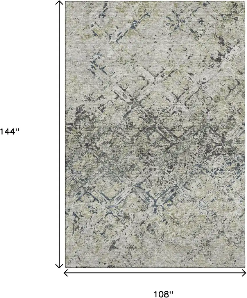 Silver Gray And Ivory Diamond Washable Area Rug With UV Protection Photo 3