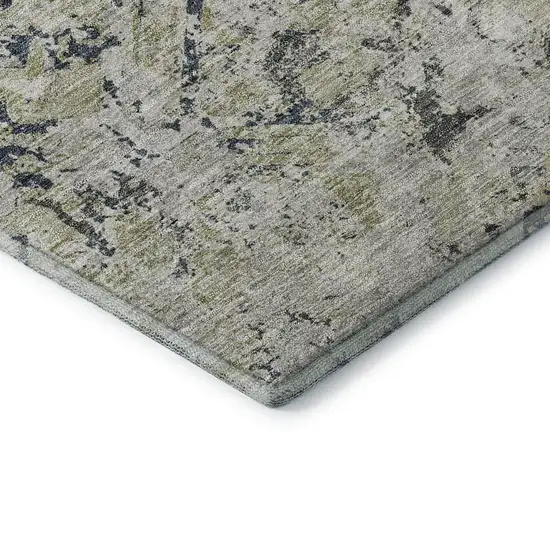 Silver Gray And Ivory Diamond Washable Area Rug With UV Protection Photo 7