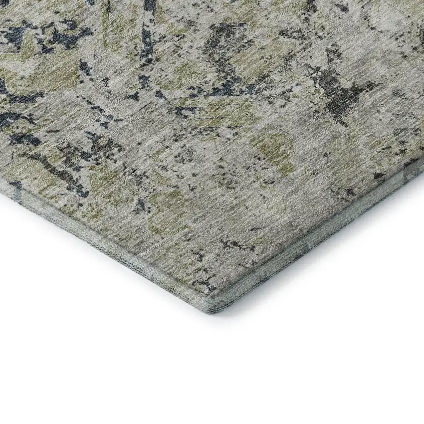 Silver Gray And Ivory Diamond Washable Area Rug With UV Protection Photo 7