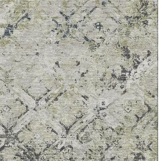Silver Gray And Ivory Diamond Washable Area Rug With UV Protection Photo 3