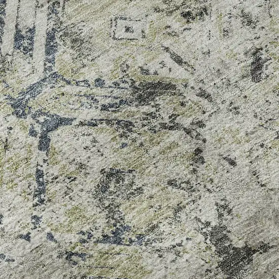 Silver Gray And Ivory Diamond Washable Area Rug With UV Protection Photo 9