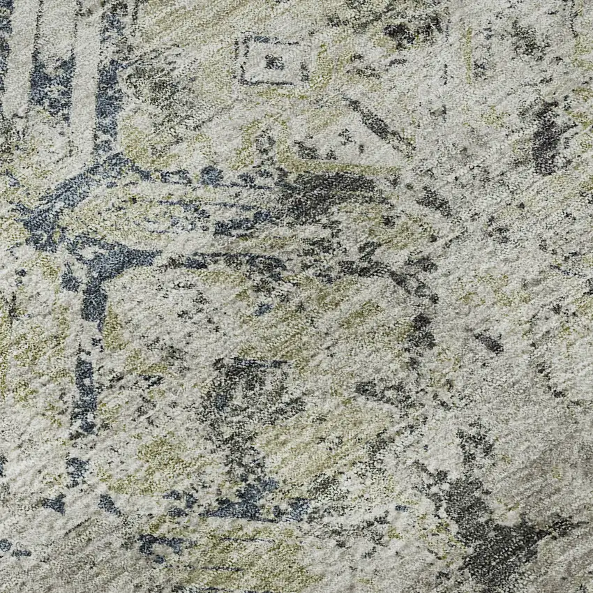 Silver Gray And Ivory Diamond Washable Area Rug With UV Protection Photo 9