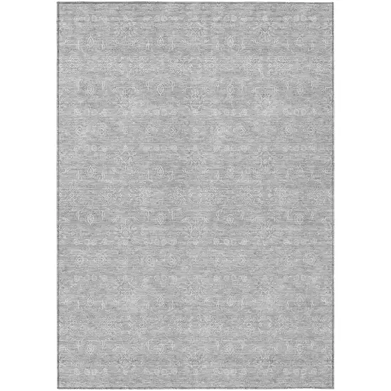 Silver Gray And Ivory Floral Washable Indoor Outdoor Area Rug Photo 1