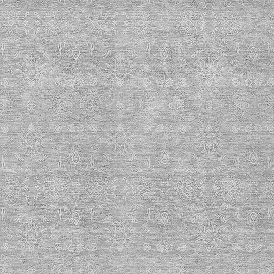 Silver Gray And Ivory Floral Washable Indoor Outdoor Area Rug Photo 4