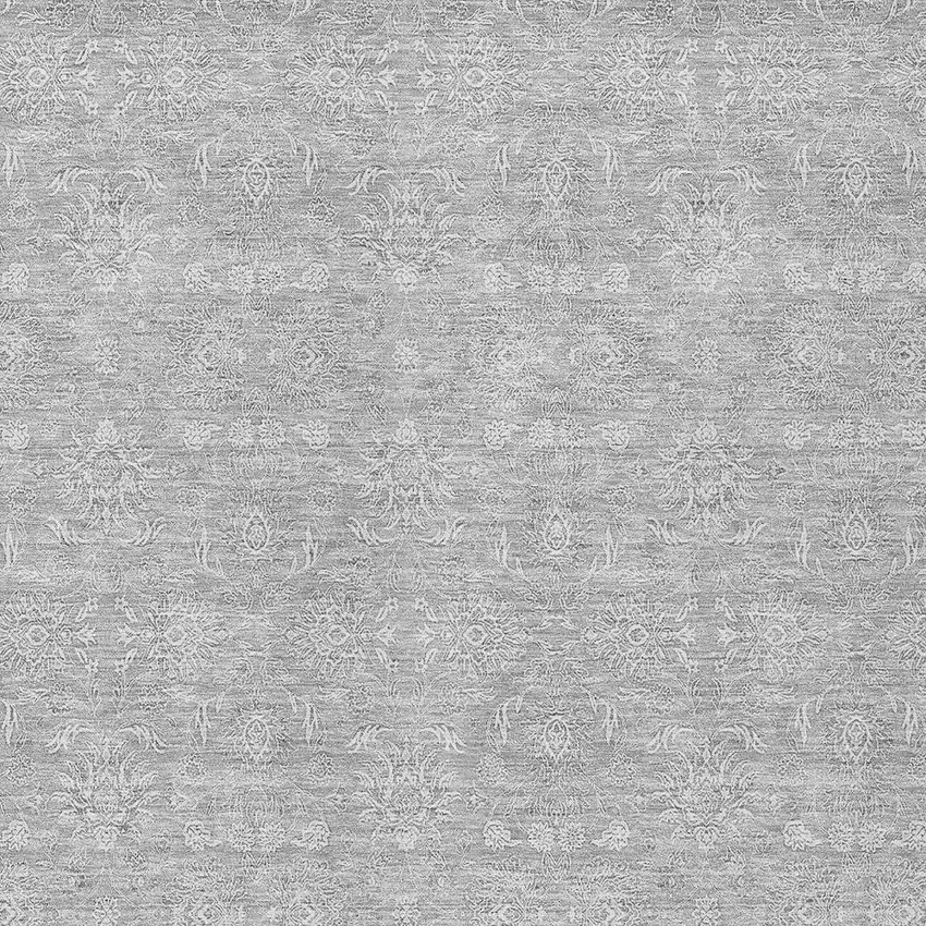 Silver Gray And Ivory Floral Washable Indoor Outdoor Area Rug Photo 4